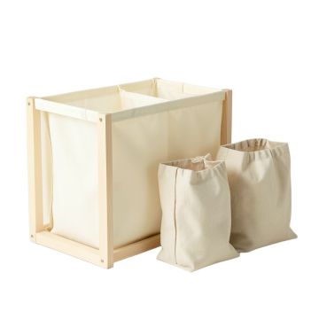 Birch Crest Laundry Sorting Station With Plain Removable Bags - Cream