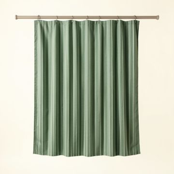 Harbor Bend Shower Curtain Hanging Flat From A Plain Rod - Green (synthetic illustration; no displayed measurements)