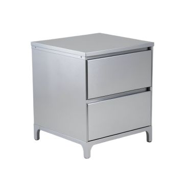 Colrain Two-Drawer Nightstand in Silver