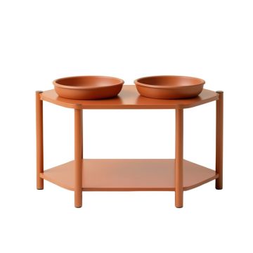 Meadow Bridge Pet Feeding Stand With Two Plain Empty Bowls - Terracotta
