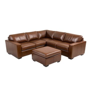 Gartner 139.5 '' Wide Genuine Leather Left Hand Facing Modular Sectional With Ottoman