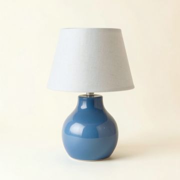 Stone Crest Table Lamp With A Plain Fabric Shade - Blue (synthetic illustration; no displayed measurements)