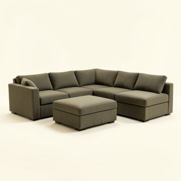 Amira 105.9 '' Wide Reversible Modular Corner Sectional With Ottoman (synthetic illustration; no displayed measurements)