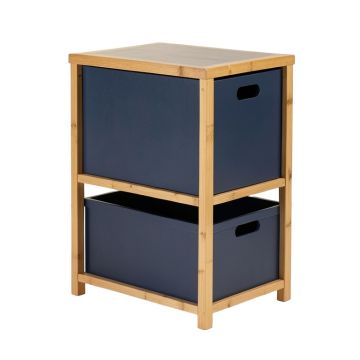 Olive Canyon Freestanding Pull-Out Hamper Cabinet - Navy