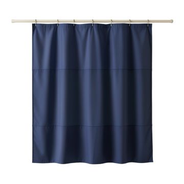 Shore Bluff Shower Curtain Hanging Flat From A Plain Rod - Navy