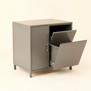 Olive Bend Freestanding Pull-Out Hamper Cabinet - Gray (synthetic illustration; no displayed measurements)