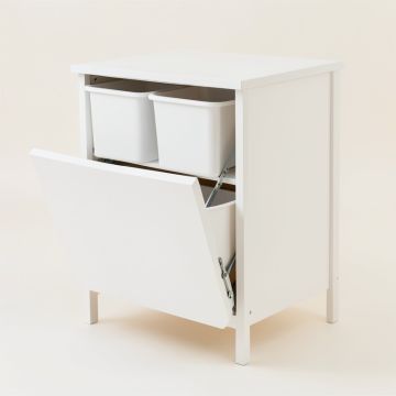 Slate Arc Freestanding Pull-Out Hamper Cabinet - White (synthetic illustration; no displayed measurements)