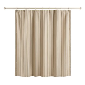 Flint Crossing Shower Curtain Hanging Flat From A Plain Rod - Beige