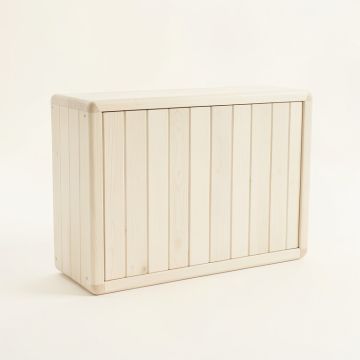 Reed Arc Narrow Outdoor Storage Bench - Ivory (synthetic illustration; no displayed measurements)