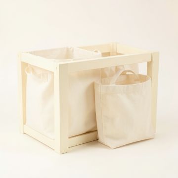 Birch Bend Laundry Sorting Station With Plain Removable Bags - Cream (synthetic illustration; no displayed measurements)