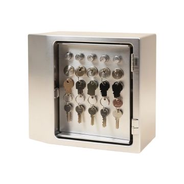 Locking Key Cabinet , 36-Key , Brushed Aluminum , 11 3/4 X 4 5/8 X 11