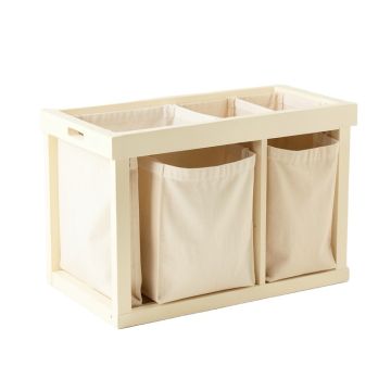 Vale Crest Laundry Sorting Station With Plain Removable Bags - Cream