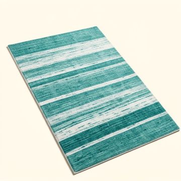 Catamaran Striped Handwoven Teal/White Indoor / Outdoor Area Rug (synthetic illustration; no displayed measurements)