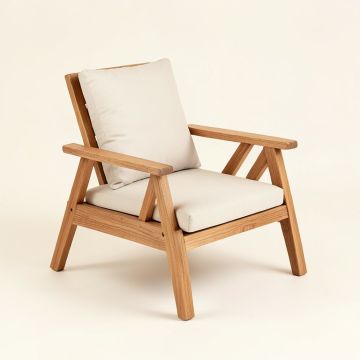 Jettie Modern Outdoor Wood Patio Chair With Cushions (synthetic illustration; no displayed measurements)