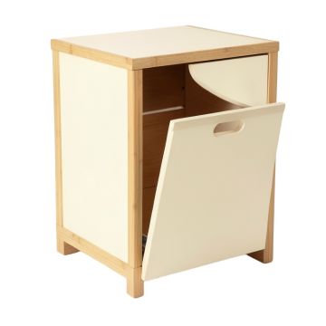 Slate Bend Freestanding Pull-Out Hamper Cabinet - Cream