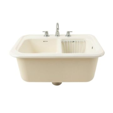 33 '' L X 18 '' W Double Basin Farmhouse/Apron Kitchen Sink With Sink Grid And Drain Assembly