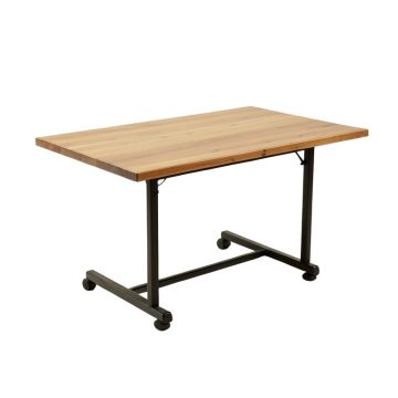 35.4 '' Solid Oak Iron Dining Table