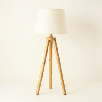Ash Bridge Floor Lamp With A Plain Fabric Shade - Ivory (synthetic illustration; no displayed measurements)