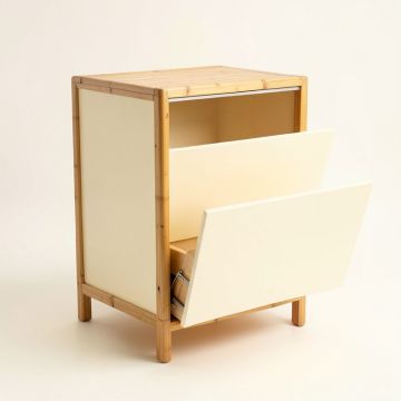 Cliff Bridge Freestanding Pull-Out Hamper Cabinet - Cream (synthetic illustration; no displayed measurements)