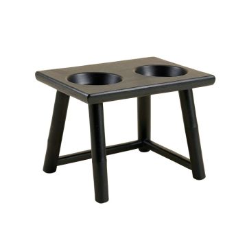 Moss Bluff Pet Feeding Stand With Two Plain Empty Bowls - Black