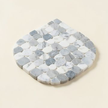 Penny Rounds 1 '' X 1 '' Marble Mosaic Tile In White/Gray (synthetic illustration; no displayed measurements)
