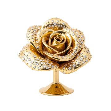 24K Gold Plated Crystal Studded 10 Piece Rose Sculpture