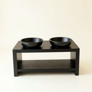 Cove Crossing Pet Feeding Stand With Two Plain Empty Bowls - Black (synthetic illustration; no displayed measurements)