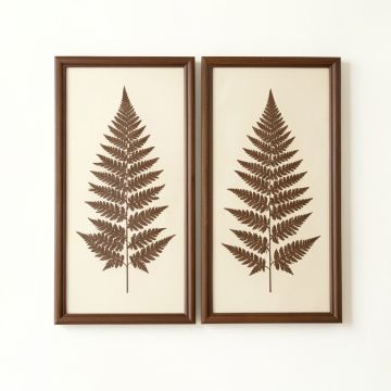 Large Vintage Fern Illustrations Framed Botanical Prints Wall Art | Set Of 2 , 19 ” X 25.5 ” Each (synthetic illustration; no displayed measurements)