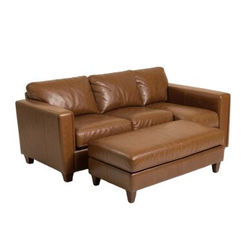 Ledyard Faux Leather Reversible Sofa & Chaise With Ottoman