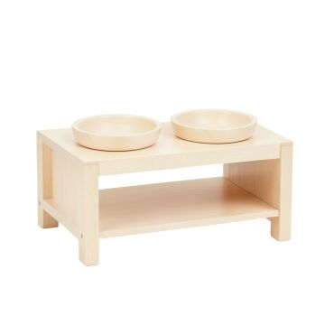 Heath Bend Pet Feeding Stand With Two Plain Empty Bowls - Ivory