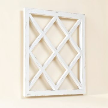 Distressed White Geometric Window Cutout Wall Décor (synthetic illustration; no displayed measurements)
