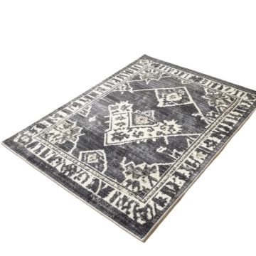Napfle Geometric Shag Dark Gray/White Area Rug