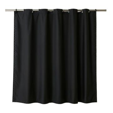 Cove Edge Shower Curtain Hanging Flat From A Plain Rod - Black