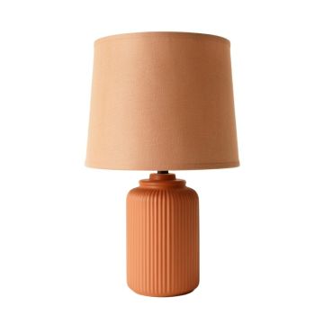 Summit Arc Table Lamp With A Plain Fabric Shade - Terracotta