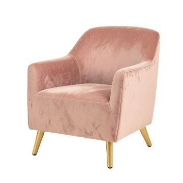 Modern Soft Velvet Material Pink Ergonomics Accent Chair