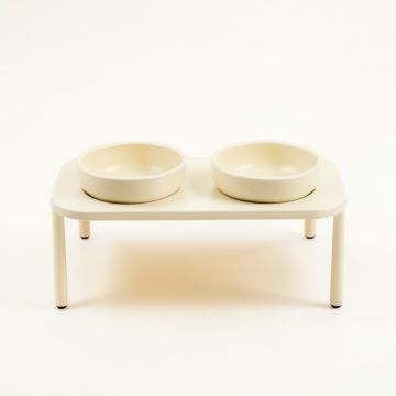 Birch Dell Pet Feeding Stand With Two Plain Empty Bowls - Ivory (synthetic illustration; no displayed measurements)