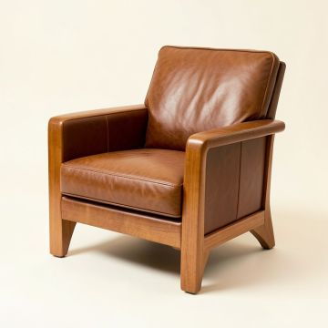 Ave 26 '' Wide Top Grain Leather Armchair (synthetic illustration; no displayed measurements)