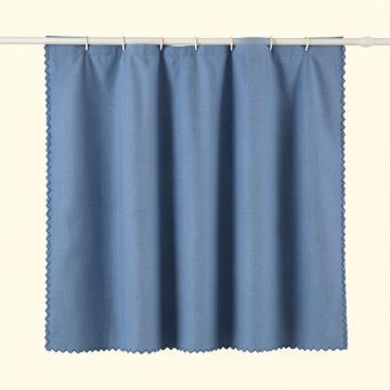 Birch Edge Shower Curtain Hanging Flat From A Plain Rod - Blue (synthetic illustration; no displayed measurements)