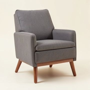 Modern Wing Back Accent Chair Roll Arm Living Room Cushion With Wooden Legs (synthetic illustration; no displayed measurements)