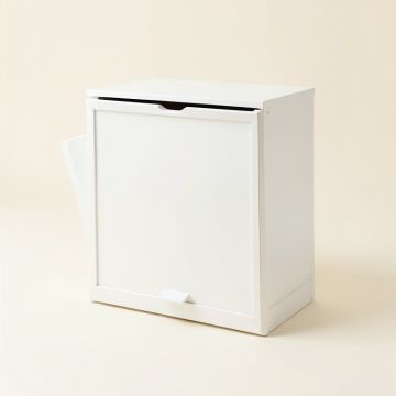 Aspen Bend Freestanding Pull-Out Hamper Cabinet - White (synthetic illustration; no displayed measurements)