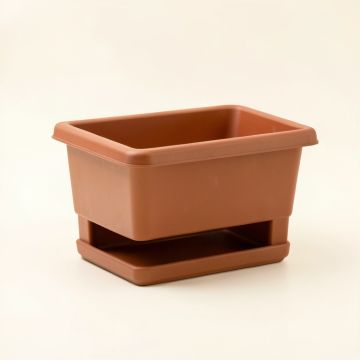 Stone Arc Empty Raised Planter - Terracotta (synthetic illustration; no displayed measurements)