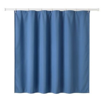 Alder Brook Shower Curtain Hanging Flat From A Plain Rod - Blue