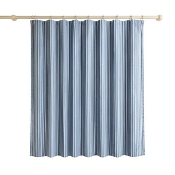 Cedar Crest Shower Curtain Hanging Flat From A Plain Rod - Blue