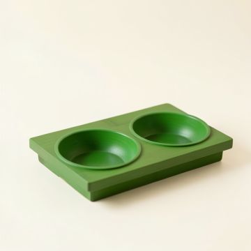 Alder Dell Pet Feeding Stand With Two Plain Empty Bowls - Green (synthetic illustration; no displayed measurements)