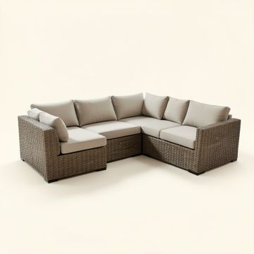 Morriss Outdoor 4 Piece Sectional Seating Group With Cushions (synthetic illustration; no displayed measurements)
