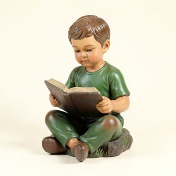 Sauter Boy Sitting Down Reading Book Statue (synthetic illustration; no displayed measurements)