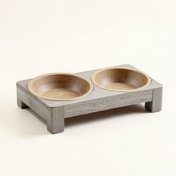Lake Bridge Pet Feeding Stand With Two Plain Empty Bowls - Gray (synthetic illustration; no displayed measurements)