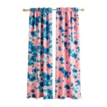 Britteny Tie Dyegraphic Print And Text Semi-Sheer Rod Pocket Curtain Panels