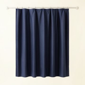 Spruce Arc Shower Curtain Hanging Flat From A Plain Rod - Navy (synthetic illustration; no displayed measurements)