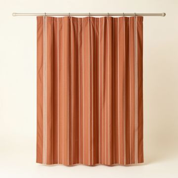 Elm Canyon Shower Curtain Hanging Flat From A Plain Rod - Terracotta (synthetic illustration; no displayed measurements)